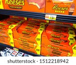 Small photo of Garden Grove, California/United States - 09/20/2019: Several Reece's chocolate candy products at the grocery store.