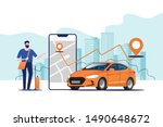 online ordering taxi car  rent... | Shutterstock .eps vector #1490648672