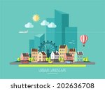 flat design urban landscape... | Shutterstock .eps vector #202636708
