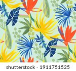 Bright Floral Tropical Pattern...