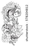 hand drawn outline koi fish... | Shutterstock .eps vector #578204812