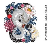 hand drawn dragon tattoo design ... | Shutterstock .eps vector #666878185