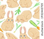 cute rabbits flat hand drawn... | Shutterstock .eps vector #1932443705