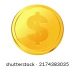 rotating gold coin. golden... | Shutterstock .eps vector #2174383035