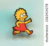 Small photo of Italy - 1990s: Simpsons characters on pin badge collection, Lisa Simpson