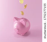 3d rendering of a pink piggy... | Shutterstock . vector #1752177155