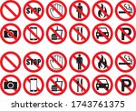 Prohibition warning icon illustration collection