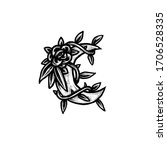moon and flower tattoo vector... | Shutterstock .eps vector #1706528335
