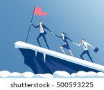 business people climb to the... | Shutterstock .eps vector #500593225