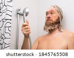 Confused Bearded Man With Soapy ...