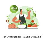 vegetarianism  a vegan man... | Shutterstock .eps vector #2155990165