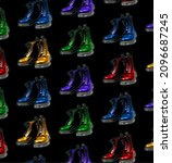Black Background Colorful Boots ...