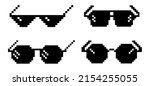set of glasses in pixel art... | Shutterstock .eps vector #2154255055