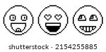pixel emotion faces. smile... | Shutterstock .eps vector #2154255885