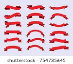 vector red ribbons.ribbon... | Shutterstock .eps vector #754735645