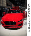 Small photo of Frankfurt, Germany, September 11-2019: Jaguar XE R-Dynamic P300 AWD HSE IAA Messe 2019