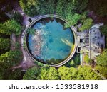 Old abandoned mine and prisoner camp in Rolava, Sauersack, Czech republic from drone 
