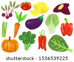 set of vegetable cartoon.... | Shutterstock . vector #1536539225
