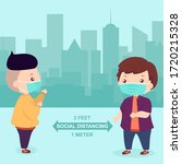 social distancing concept and... | Shutterstock .eps vector #1720215328