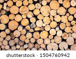 Pile Of Wood Logs Stored For...