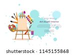 painting tools elements cartoon ... | Shutterstock .eps vector #1145155868