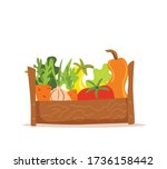 wooden box with vegetables... | Shutterstock .eps vector #1736158442