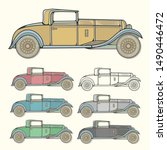 vintage car in different colors | Shutterstock .eps vector #1490446472