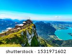 Small photo of Amazing view from Schafberg by St. Sankt Wolfgang im in Salzkammergut, Haus house Schafbergspitze, lake Mondsee, Moonlake. Blue sky, alps mountains. Upper Austria, Salzburg, near Wolfgangsee, Attersee