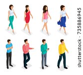 fashion isometric people  men... | Shutterstock .eps vector #735886945