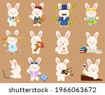 adorable hand drawn white bunny ... | Shutterstock .eps vector #1966063672