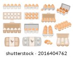 set of eggs in boxes  farmer... | Shutterstock .eps vector #2016404762