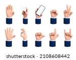 set of cartoon 3d hands. vector ... | Shutterstock .eps vector #2108608442
