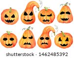 a set of halloween pumpkin jack ... | Shutterstock . vector #1462485392