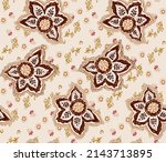 Damask Pattern With Flowers And ...