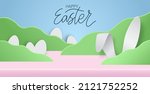 Happy Easter Banner With Cute...