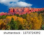 Arizona, Sedona, Cathedral mountain landscape, fall in the Coconino national forest.