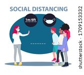 social distancing  child group... | Shutterstock .eps vector #1709153332