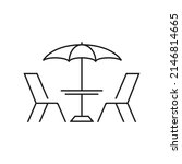 Umbrella Table Sea Logo Vector...