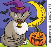 vampire cat halloween colored... | Shutterstock .eps vector #2166724175