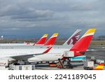 Small photo of Madrid, Spain; 12 23 2022; Iberia airlines airplanes. One World alliance airlines in Madrid Barajas airport