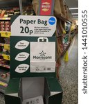 Small photo of BECCLES, UNITED KINGDOM JULY 3 2019: Morrisons super market introduce new 20p paper bag to help reduce plastic waste.