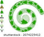 Fir Tree Icon Spiral Mosaic....