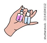 hand with nail polish. nail... | Shutterstock .eps vector #2114104112