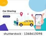 online car sharing with cartoon ... | Shutterstock .eps vector #1368615098