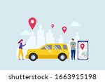 car sharing service. mobile... | Shutterstock .eps vector #1663915198