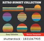 Retro Sunset Collection Grunge...