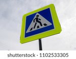 Small photo of Warning symbol caution pedestrian crossing rul safety