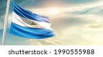 Nicaragua national flag waving...