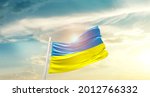 Ukraine National Flag Waving In ...