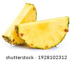 Pineapple slice isolated. Pineapple on white. Full depth of field. With clipping path